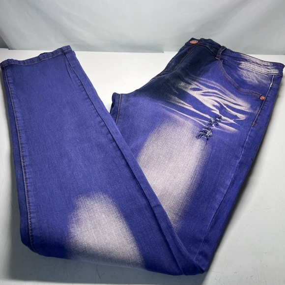 Junbaoss Purple Distressed Slim Fit Stretch 36x31 Classic Jeans - Picture 3 of 3